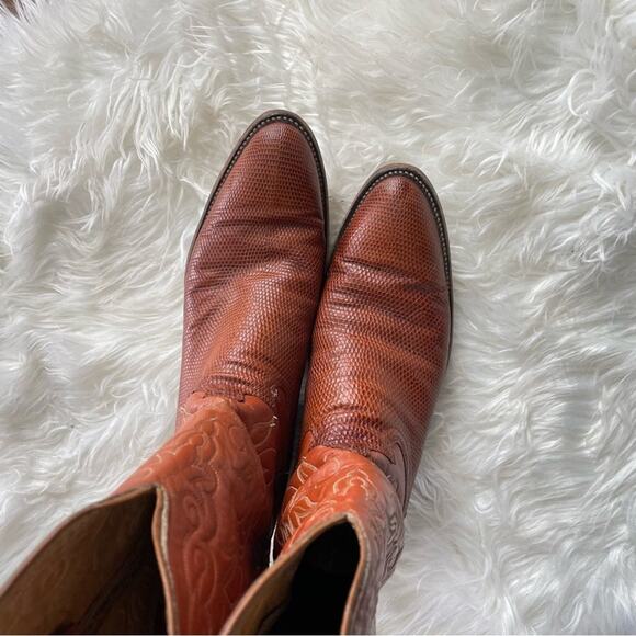 Justin Boots | Mens Lizard Leather Vintage Tall Pull-On Cowboy Boot Textured 9.5 - Picture 3 of 12